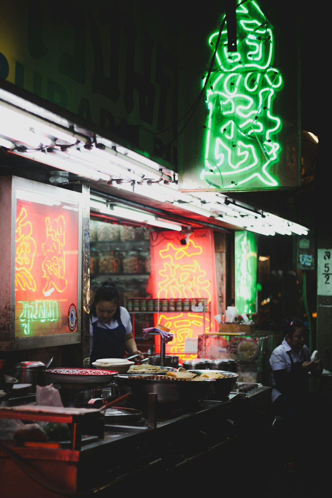 Neon Bangkok street food market