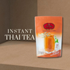 Packaging of Instant Thai Tea powder mix brand Cha Tra mue and an image of a cup with tea